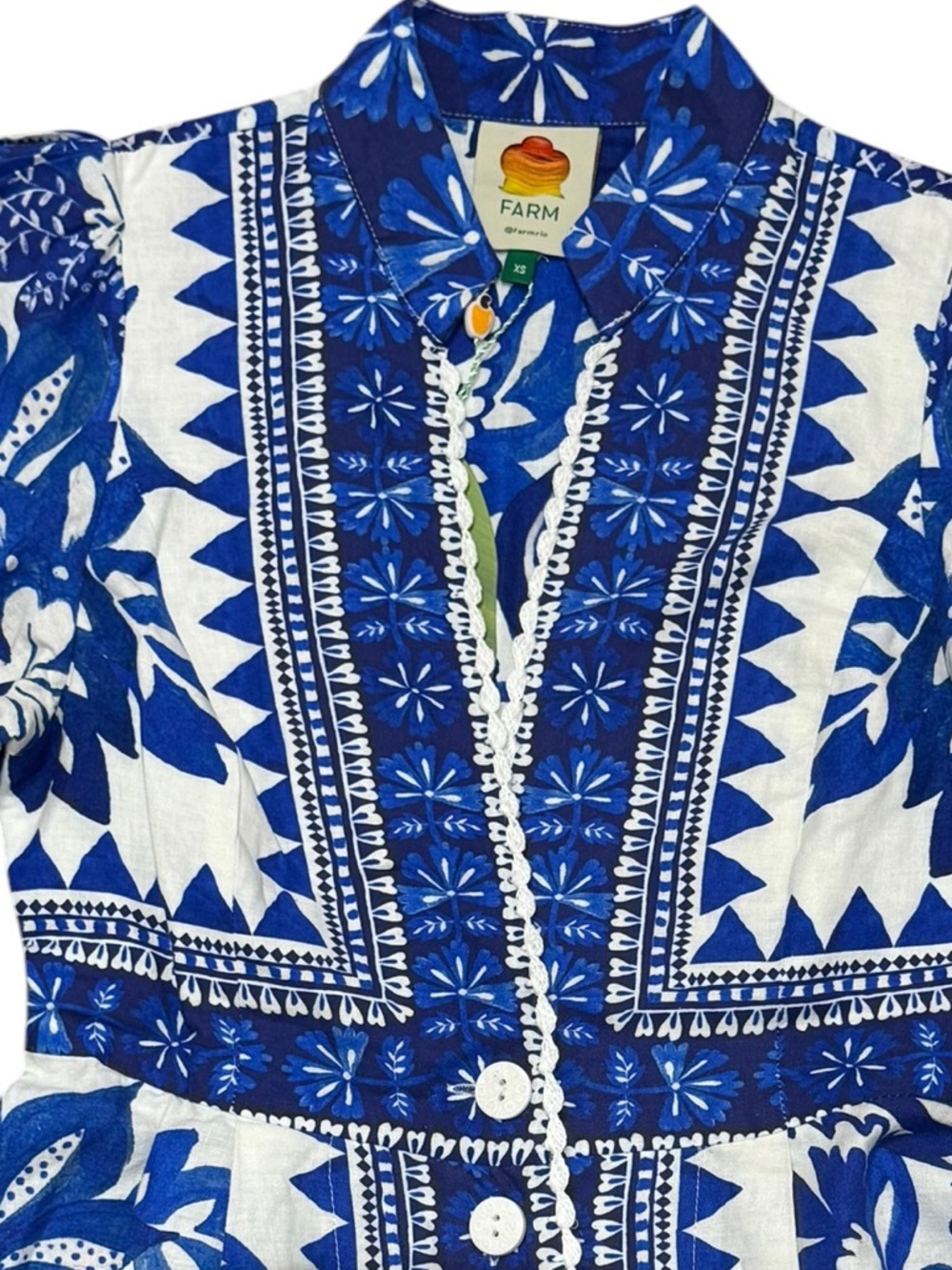 FARM Rio Blue and White Floral Print Maxi Dress - Picture 6 of 13